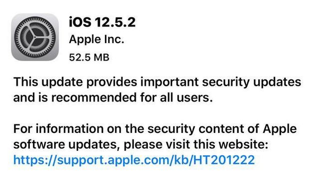 兴安苹果手机维修分享iOS12.5.2发布，建议所有老苹果用户安装 